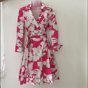 Diane Von Furstenberg Pink &  White Wrap Dress
